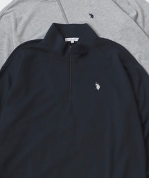 U.S. POLO ASSN./ユーエスポロアッスン 別注 オーバーサイズ 裏毛 ロゴ ワンポイント刺繍 ハーフジップ スウェット トレーナー/長袖 トップス プルオーバー/レディース メンズ