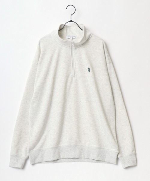 U.S. POLO ASSN.（ユーエスポロアッスン）の「U.S. POLO ASSN./ユーエスポロアッスン 別注 オーバーサイズ 裏毛 ロゴ ワンポイント刺繍 ハーフジップ スウェット トレーナー/長袖 トップス プルオーバー/レディース メンズ（スウェット・メンズ・ホワイト/ブラック/ネイビー/グレー/グリーン/オートミール・LL/M/L）」の9枚目の写真