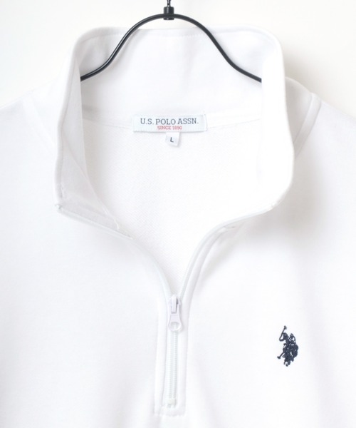 U.S. POLO ASSN.（ユーエスポロアッスン）の「U.S. POLO ASSN./ユーエスポロアッスン 別注 オーバーサイズ 裏毛 ロゴ ワンポイント刺繍 ハーフジップ スウェット トレーナー/長袖 トップス プルオーバー/レディース メンズ（スウェット・メンズ・ホワイト/ブラック/ネイビー/グレー/グリーン/オートミール・LL/M/L）」の15枚目の写真