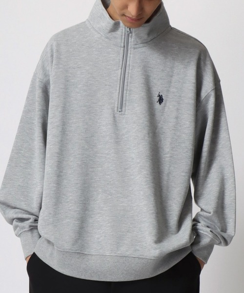 U.S. POLO ASSN.（ユーエスポロアッスン）の「U.S. POLO ASSN./ユーエスポロアッスン 別注 オーバーサイズ 裏毛 ロゴ ワンポイント刺繍 ハーフジップ スウェット トレーナー/長袖 トップス プルオーバー/レディース メンズ（スウェット・メンズ・ホワイト/ブラック/ネイビー/グレー/グリーン/オートミール・LL/M/L）」の22枚目の写真