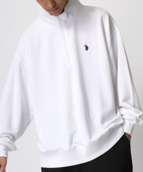 U.S. POLO ASSN.（ユーエスポロアッスン）の「U.S. POLO ASSN./ユーエスポロアッスン 別注 オーバーサイズ 裏毛 ロゴ ワンポイント刺繍 ハーフジップ スウェット トレーナー/長袖 トップス プルオーバー/レディース メンズ（スウェット・メンズ・ホワイト/ブラック/ネイビー/グレー/グリーン/オートミール・LL/M/L）」の20枚目の写真