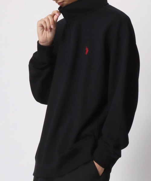 U.S. POLO ASSN.（ユーエスポロアッスン）の「U.S. POLO ASSN./ユーエスポロアッスン 別注 オーバーサイズ 裏毛 ロゴ ワンポイント刺繍 ハーフジップ スウェット トレーナー/長袖 トップス プルオーバー/レディース メンズ（スウェット・メンズ・ホワイト/ブラック/ネイビー/グレー/グリーン/オートミール・LL/M/L）」の21枚目の写真