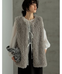 Re:EDIT | [2023A/W PRE ORDER]プードルフェイクファーベスト(ノーカラージャケット)