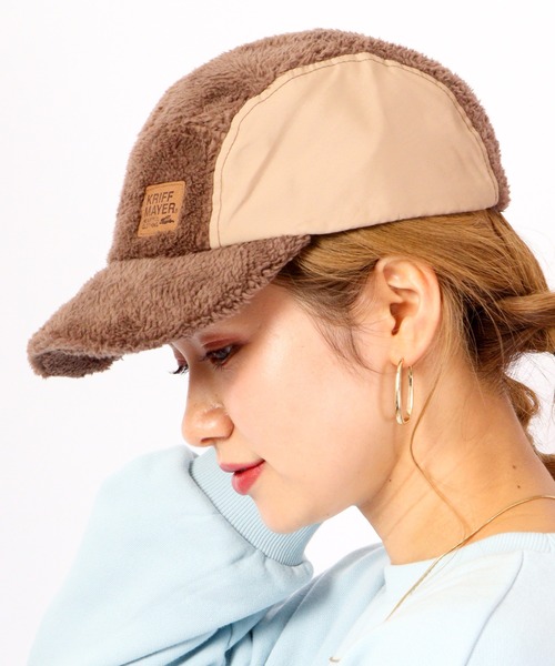 KRIFF MAYER(クリフメイヤー)の「KRIFF MAYER ボア バイカラー フライト キャップ CAP 帽子 アウトドア キャンプ サイズ調整付き(キャップ・メンズ・ブラック/マルチ/ブラウン・FREE)」の7枚目の写真