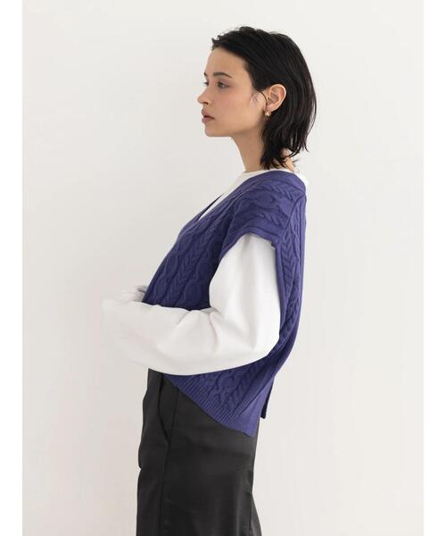 koe(コエ)の「カシミアタッチショートベスト(ベスト・レディース・ホワイト/チャコールグレー/ブルー・FREE)」の12枚目の写真