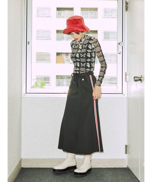 jouetie（ジュエティ）の「ラインジャージスカート（スカート・レディース・ブラック/パープル/レッド・MEDIUM）」の6枚目の写真