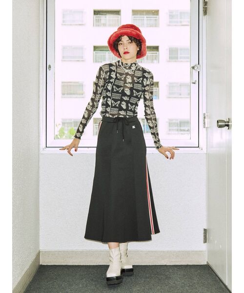 jouetie（ジュエティ）の「ラインジャージスカート（スカート・レディース・ブラック/パープル/レッド・MEDIUM）」の8枚目の写真