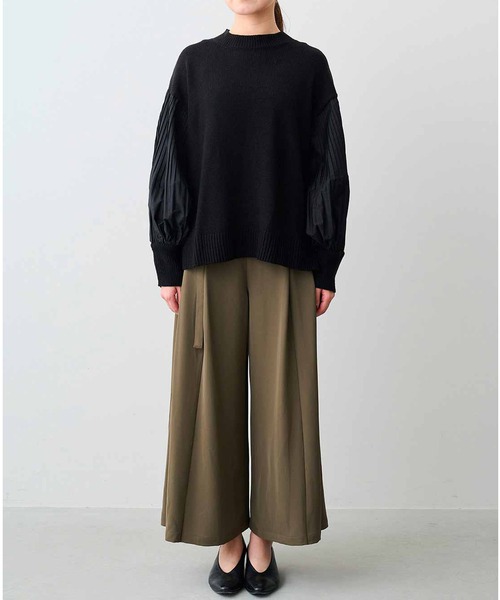 IEDIT(イディット)の「IEDIT タックプリーツデザインのワイドシルエットパンツ(その他パンツ・レディース・ブラック/カーキ・MEDIUM/LARGE/X-LARGE/XX-LARGE)」の11枚目の写真