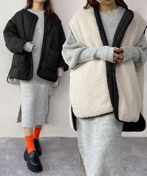 179/WG（イチナナキュウダブルジー）の「4WAYキルティングライナージャケット（その他アウター・レディース・カーキ/ブラック/オフホワイト・MEDIUM）」の3枚目の写真