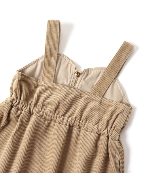 apres les cours(アプレレクール)の「リボンコーデュロイジャンパースカート(ジャンパースカート・キッズ・ベージュ/レッド・140/120/130/100/90/110/80)」の3枚目の写真