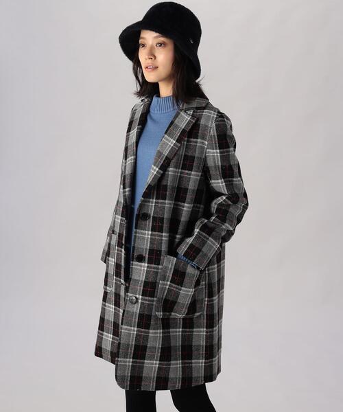 To b. by agnès b. チェック柄ショールカラーコート To b. by agnès b