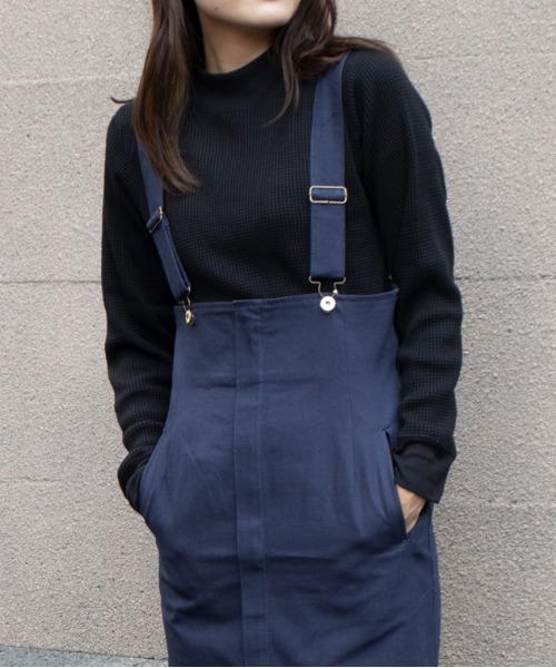 UNIVERSAL OVERALL(ユニバーサルオーバーオール)の「モックネック ワッフルTシャツ【MOCK NECK TEE L/S】(Tシャツ/カットソー・レディース・ホワイト/ネイビー/ブラック・L/M)」の4枚目の写真