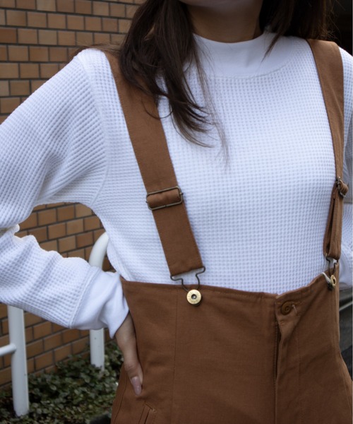 UNIVERSAL OVERALL(ユニバーサルオーバーオール)の「モックネック ワッフルTシャツ【MOCK NECK TEE L/S】(Tシャツ/カットソー・レディース・ホワイト/ネイビー/ブラック・L/M)」の6枚目の写真