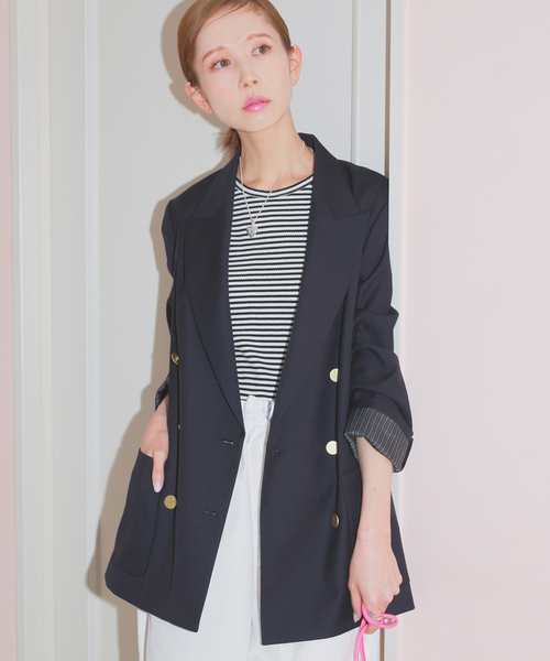 JOURNAL STANDARD(ジャーナルスタンダード)の「《追加》ダブルフロントジャケット(テーラードジャケット・レディース・ネイビー・36/38)」の1枚目の写真
