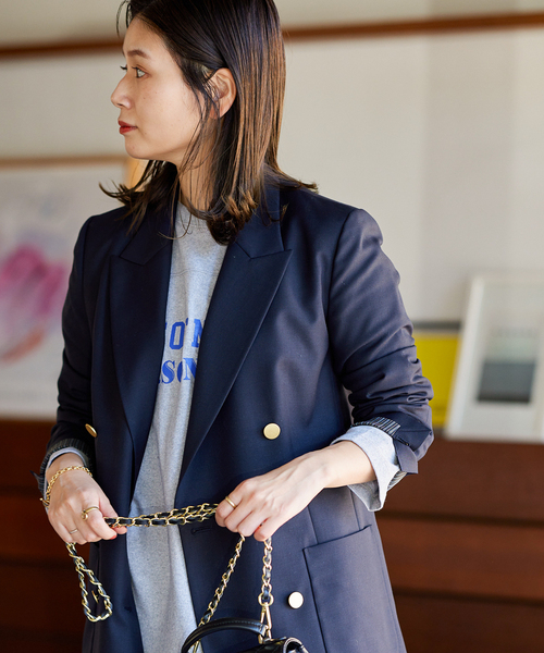 JOURNAL STANDARD(ジャーナルスタンダード)の「《追加》ダブルフロントジャケット(テーラードジャケット・レディース・ネイビー・36/38)」の7枚目の写真