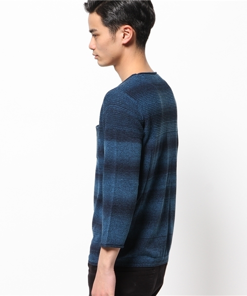 417 EDIFICE（フォーワンセブンエディフィス）の「◇9GメランジボーダーB/N 7/S（ニット/セーター・メンズ・グレー/カーキ/ネイビー・MEDIUM/SMALL/LARGE）」の10枚目の写真