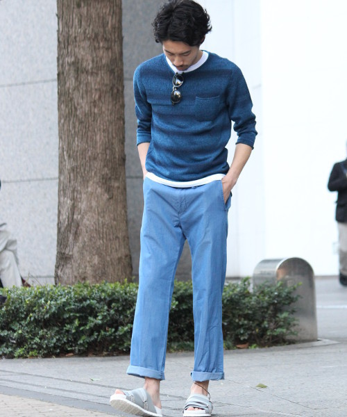 417 EDIFICE（フォーワンセブンエディフィス）の「◇9GメランジボーダーB/N 7/S（ニット/セーター・メンズ・グレー/カーキ/ネイビー・MEDIUM/SMALL/LARGE）」の13枚目の写真