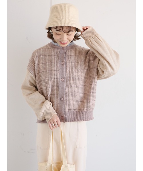 ehka sopo（エヘカソポ）の「ツイード柄カーディガン（カーディガン/ボレロ・レディース・キナリ/ベージュ/グリーン/ブラック・ﾌﾘ-）」の4枚目の写真