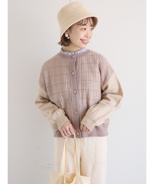 ehka sopo（エヘカソポ）の「ツイード柄カーディガン（カーディガン/ボレロ・レディース・キナリ/ベージュ/グリーン/ブラック・ﾌﾘ-）」の9枚目の写真