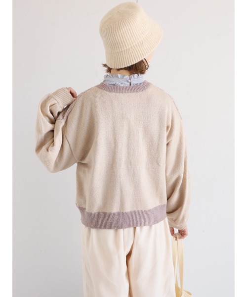 ehka sopo（エヘカソポ）の「ツイード柄カーディガン（カーディガン/ボレロ・レディース・キナリ/ベージュ/グリーン/ブラック・ﾌﾘ-）」の6枚目の写真