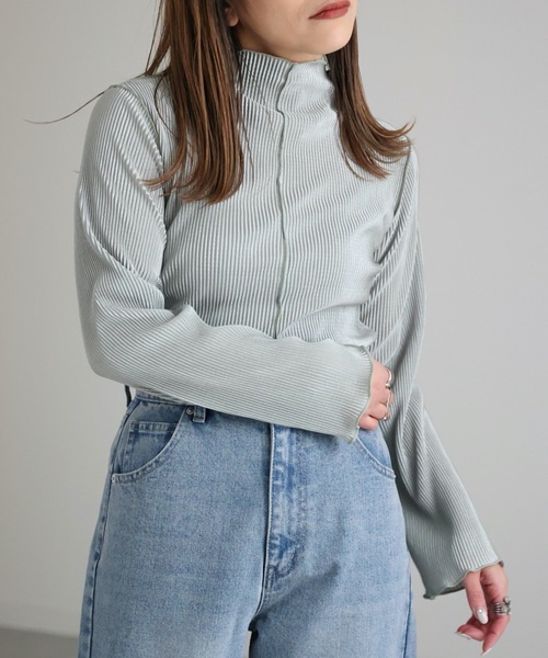 ap retro(アプレトロ)の「カットプリーツプルオーバー(Tシャツ/カットソー・レディース・アイボリー/ピンクベージュ/ブラック/グレー/ミント・FREE)」の18枚目の写真