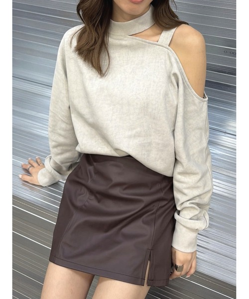 EGOIST（エゴイスト）の「裾スリットフェイクレザーミニスカート（スカート・レディース・ブラウン/ブラック・S/M）」の14枚目の写真