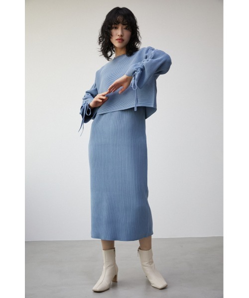 LAYERED SET DRAWSTRING KNIT OP/レイヤードセットドロー