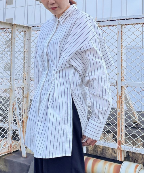 led.tokyo（レッドトウキョウ）の「【led.tokyo】マルチウェイストライプシャツ（シャツ/ブラウス・レディース・ホワイト/ピンク・FREE）」の12枚目の写真