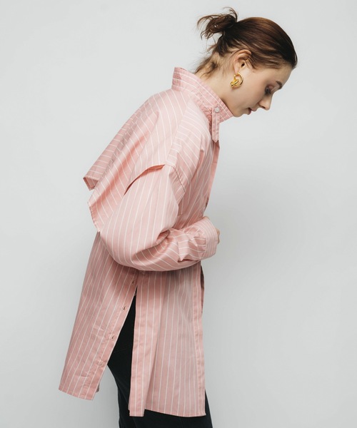 led.tokyo（レッドトウキョウ）の「【led.tokyo】マルチウェイストライプシャツ（シャツ/ブラウス・レディース・ホワイト/ピンク・FREE）」の22枚目の写真