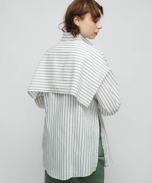 led.tokyo（レッドトウキョウ）の「【led.tokyo】マルチウェイストライプシャツ（シャツ/ブラウス・レディース・ホワイト/ピンク・FREE）」の6枚目の写真