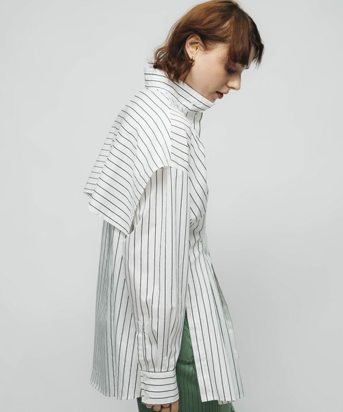 led.tokyo（レッドトウキョウ）の「【led.tokyo】マルチウェイストライプシャツ（シャツ/ブラウス・レディース・ホワイト/ピンク・FREE）」の13枚目の写真