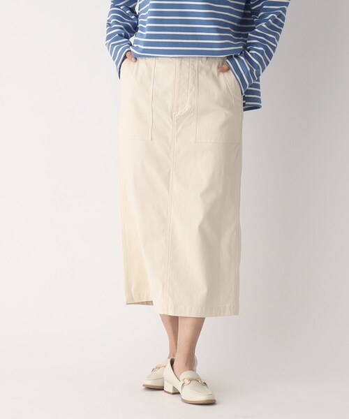 OPAQUE.CLIP（オペークドットクリップ）の「◆オーガニックコットン混ベイカースカート（スカート・レディース・オフホワイト/カーキ/ブラック・42/40/34/36/38）」の2枚目の写真