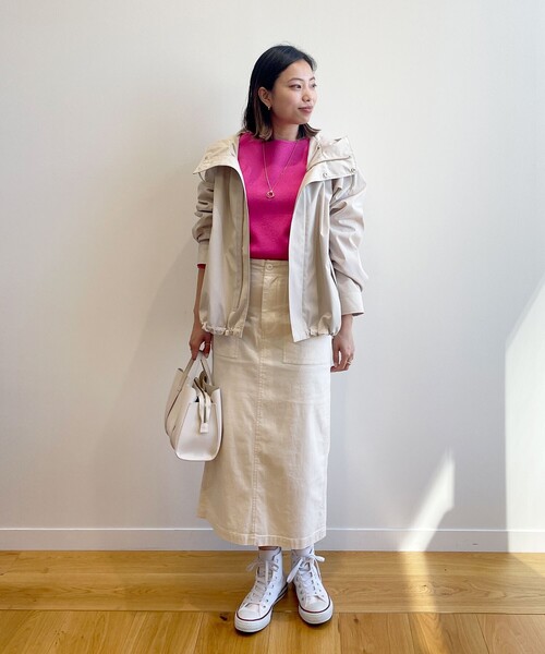 OPAQUE.CLIP（オペークドットクリップ）の「◆オーガニックコットン混ベイカースカート（スカート・レディース・オフホワイト/カーキ/ブラック・42/40/34/36/38）」の14枚目の写真