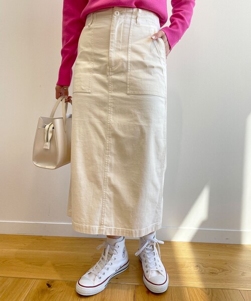 OPAQUE.CLIP（オペークドットクリップ）の「◆オーガニックコットン混ベイカースカート（スカート・レディース・オフホワイト/カーキ/ブラック・42/40/34/36/38）」の20枚目の写真