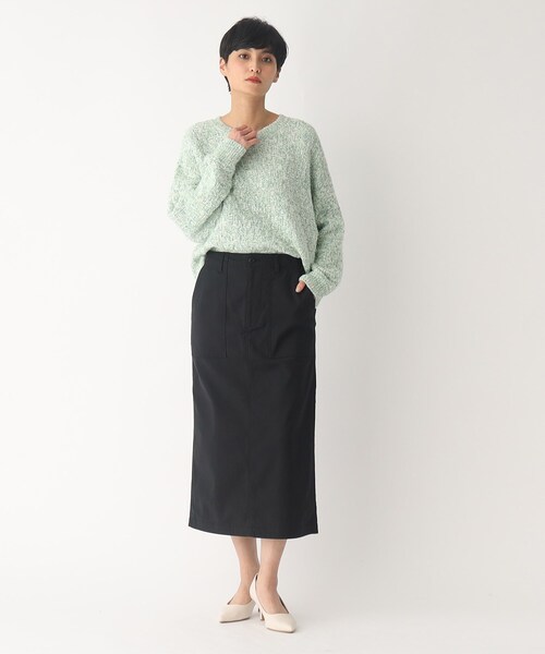 OPAQUE.CLIP（オペークドットクリップ）の「◆オーガニックコットン混ベイカースカート（スカート・レディース・オフホワイト/カーキ/ブラック・42/40/34/36/38）」の5枚目の写真