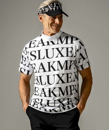LUXEAKMPLUS(リュクスエイケイエムプラス)総柄ロゴモックネック半袖Tシャツ
