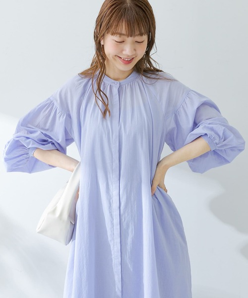 URBAN RESEARCH Sonny Label(アーバンリサーチサニーレーベル)の「コットンボイルギャザーワンピース(ワンピース・レディース・ライトブルー/ベージュ系その他/ブラック/パープル・FREE)」の14枚目の写真