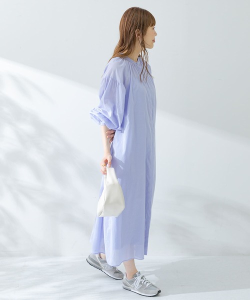 URBAN RESEARCH Sonny Label(アーバンリサーチサニーレーベル)の「コットンボイルギャザーワンピース(ワンピース・レディース・ライトブルー/ベージュ系その他/ブラック/パープル・FREE)」の21枚目の写真