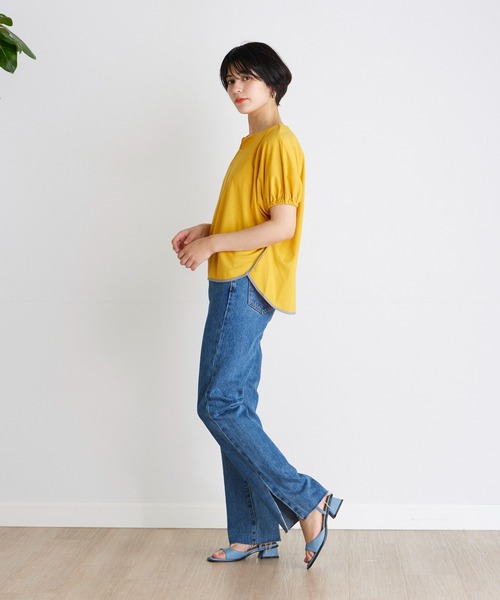 INED CLARO（イネドクラロ）の「バイカラートップス（Tシャツ/カットソー・レディース・イエロー/オフホワイト/ベージュ・フリー）」の12枚目の写真