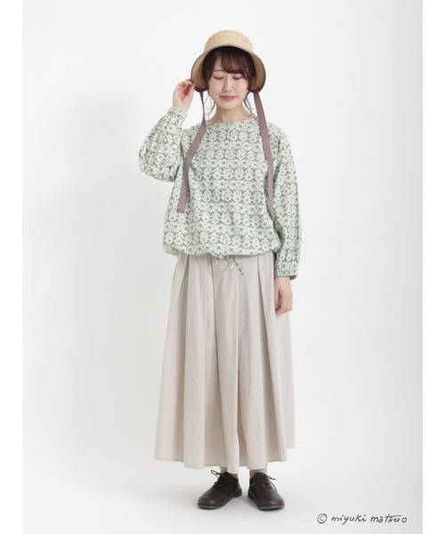 Samansa Mos2（サマンサ モスモス）の「【miyuki matsuo x SamansaMos2】総柄ブラウス（シャツ/ブラウス・レディース・ベージュ/ミント/キナリ・ﾌﾘ-）」の8枚目の写真