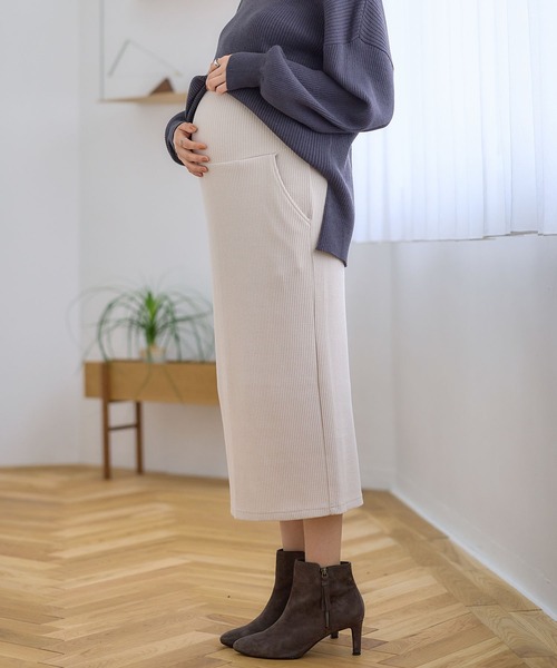 Rosemadame(ローズマダム)の「リブナロースカート(マタニティ~産後)妊婦服 産前・産後対応(マタニティウェア/グッズ・レディース・ブラック/グリーン/チャコールグレー/ライトベージュ/モカ/ベージュ系その他/グレー系その他/ブラック系その他/ブラウン系その他/アイボリー・L/LL/M)」の13枚目の写真