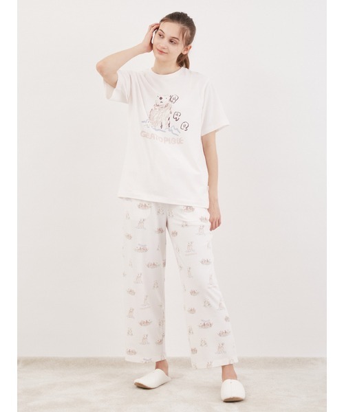 ジェラートピケ ラッコワンポイントTシャツ＆ラッコ柄ロング
