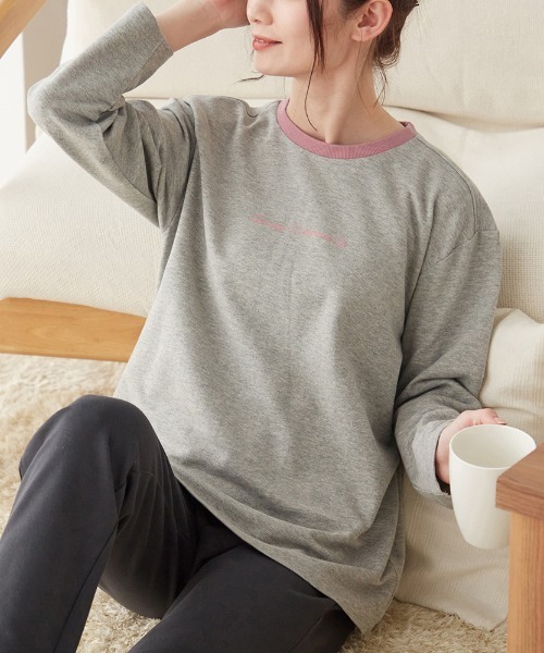 COMME CI COMME CA（コムシコムサ）の「COMME CI COMME CA/コムシコムサ　ルームウェア　長袖長パンツ　綿100%（ルームウェア/パジャマ・レディース・ベージュ/グレー/ピンク/オレンジ系その他/ネイビー/サーモンピンク/ベージュ系その他・LARGE/MEDIUM/X-LARGE）」の2枚目の写真