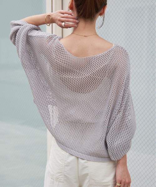 COLONY 2139（コロニートゥーワンスリーナイン）の「WEB限定/一部店舗限定　リネンライクメッシュトップス（ニット/セーター・レディース・アイボリー/ブラック/グリーン/ライトグリーン/グレー・FREE）」の3枚目の写真