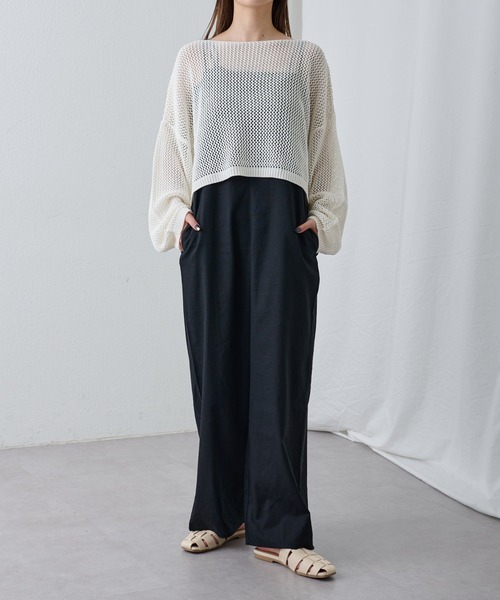 COLONY 2139（コロニートゥーワンスリーナイン）の「WEB限定/一部店舗限定　リネンライクメッシュトップス（ニット/セーター・レディース・アイボリー/ブラック/グリーン/ライトグリーン/グレー・FREE）」の9枚目の写真