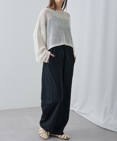 COLONY 2139（コロニートゥーワンスリーナイン）の「WEB限定/一部店舗限定　リネンライクメッシュトップス（ニット/セーター・レディース・アイボリー/ブラック/グリーン/ライトグリーン/グレー・FREE）」の10枚目の写真