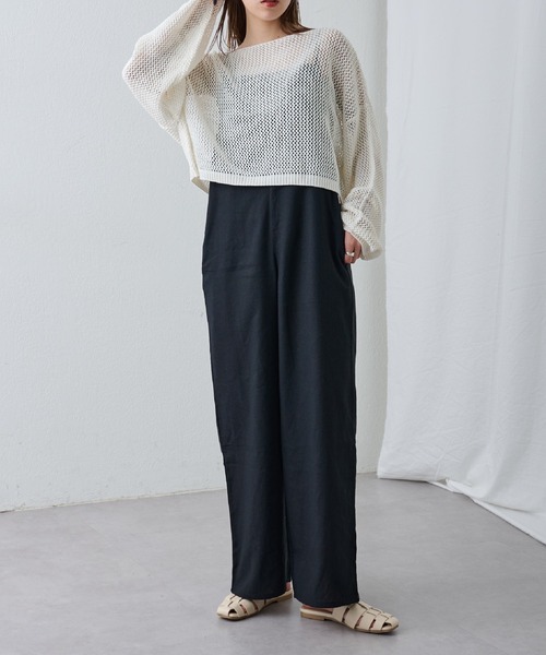 COLONY 2139（コロニートゥーワンスリーナイン）の「WEB限定/一部店舗限定　リネンライクメッシュトップス（ニット/セーター・レディース・アイボリー/ブラック/グリーン/ライトグリーン/グレー・FREE）」の11枚目の写真