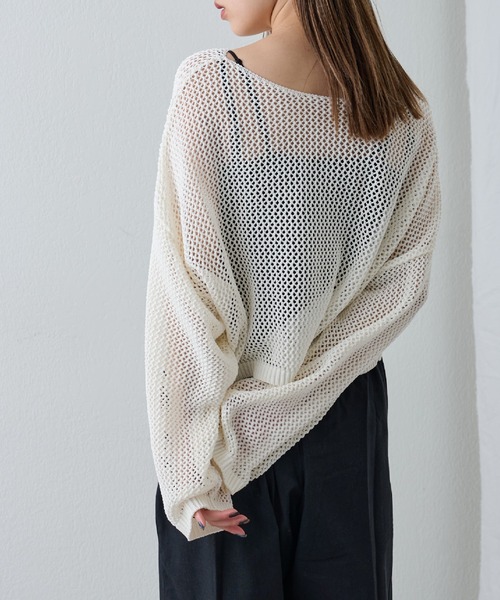 COLONY 2139（コロニートゥーワンスリーナイン）の「WEB限定/一部店舗限定　リネンライクメッシュトップス（ニット/セーター・レディース・アイボリー/ブラック/グリーン/ライトグリーン/グレー・FREE）」の7枚目の写真