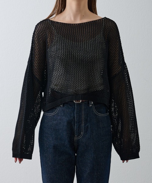 COLONY 2139（コロニートゥーワンスリーナイン）の「WEB限定/一部店舗限定　リネンライクメッシュトップス（ニット/セーター・レディース・アイボリー/ブラック/グリーン/ライトグリーン/グレー・FREE）」の22枚目の写真