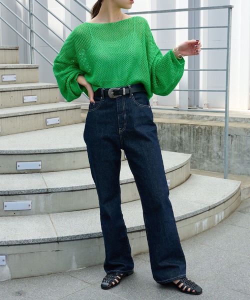 COLONY 2139（コロニートゥーワンスリーナイン）の「WEB限定/一部店舗限定　リネンライクメッシュトップス（ニット/セーター・レディース・アイボリー/ブラック/グリーン/ライトグリーン/グレー・FREE）」の19枚目の写真